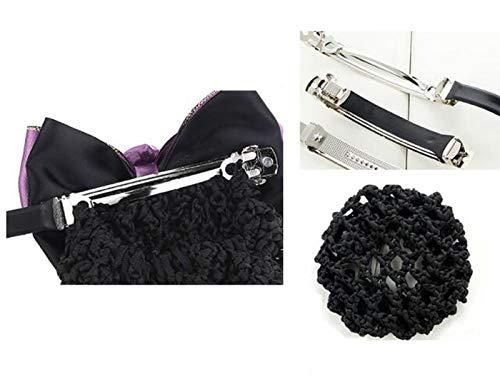 ericotry 1Pcs Women Girls Rhinestone Satin Bowknot Barrette Decorative Hair Clip Hair Bun Cover Snood Net for Nurse Bank Worker Restaurant Stewardess (Black)