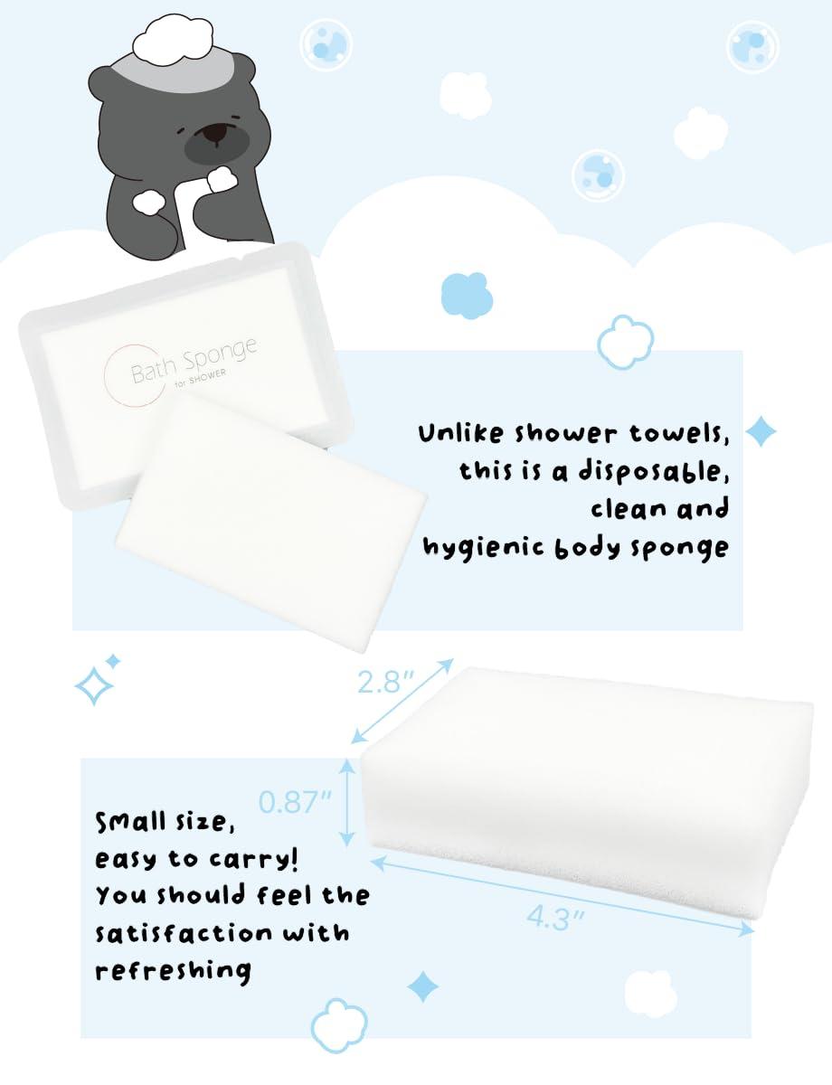 KULOSORY KULOSORY Disposable Bath Sponge White 24Pack / Easy to Carry Anytime, Anywhere/Travel, Camping, Clean Shower Supplies