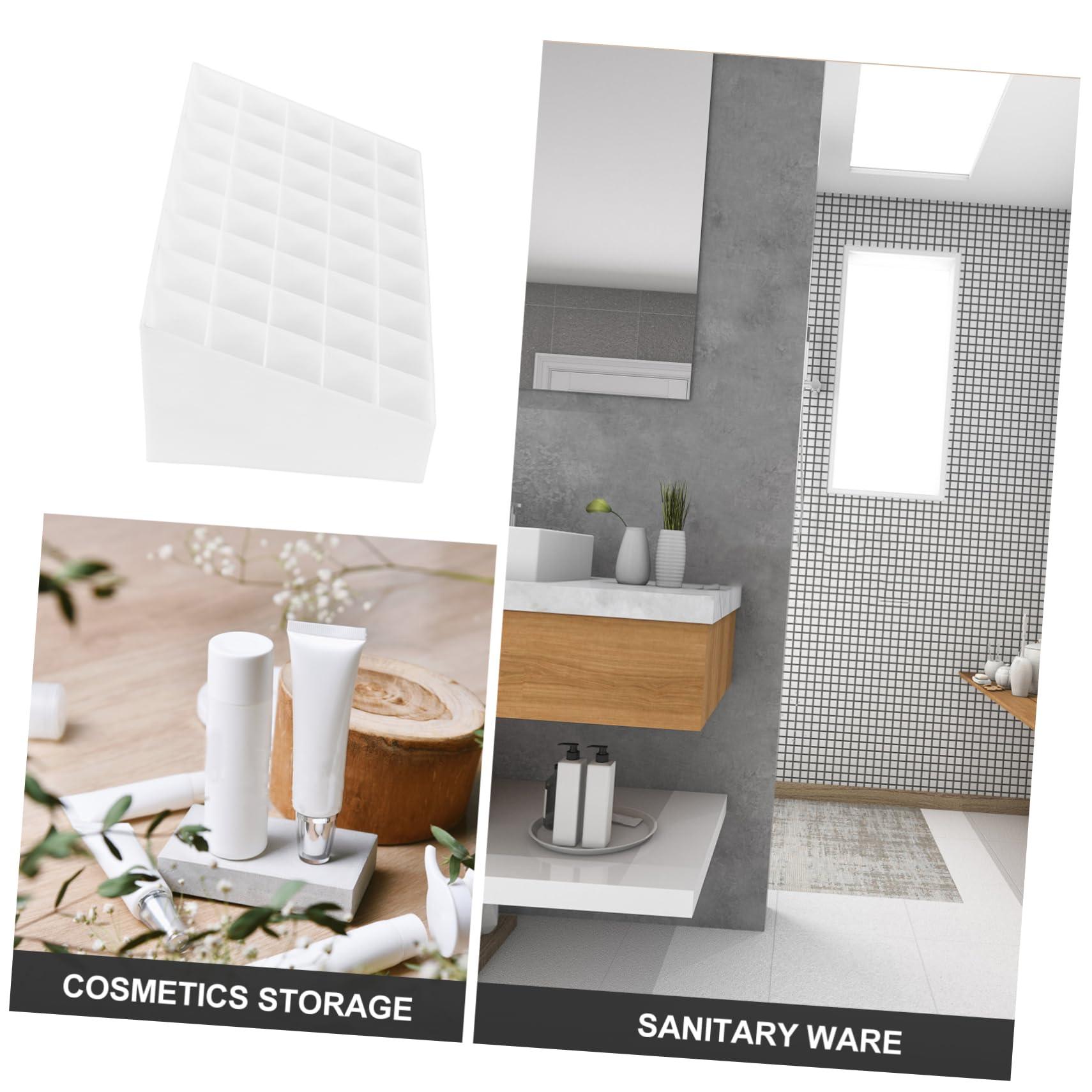 Beavorty Beavorty 2pcs 40 Lipstick Stand Dresser Storage Canister Lipstick Storage Case Cosmetic Holder 40 Slots Makeup Holder Lipstick Holder Lip Tint Gloss Office Drawer Makeup Storage Case White