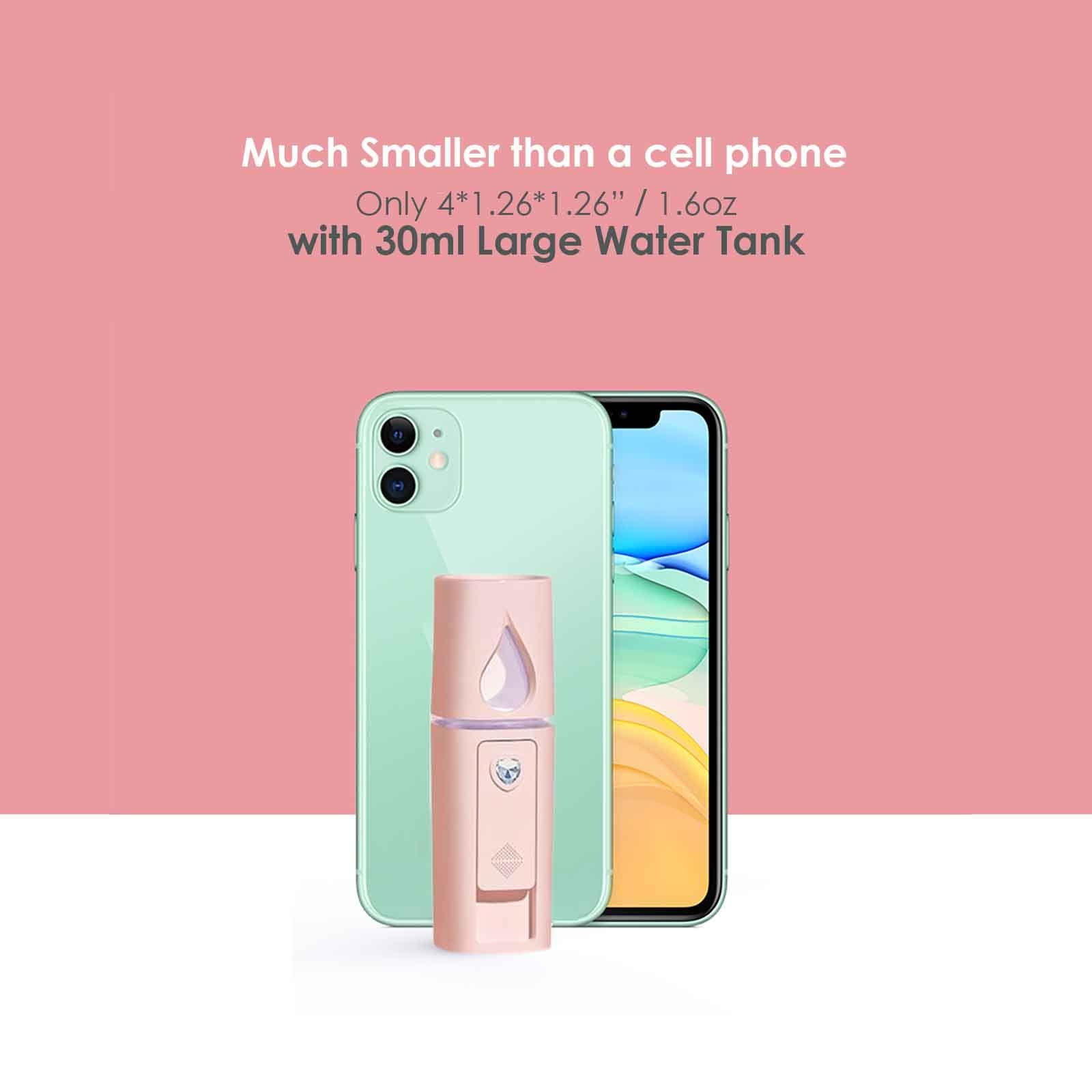 GIVERARE GIVERARE 2 Pack Nano Facial Steamer, Handy Mini Mister with Mirror, USB Rechargeable Mist Sprayer, Visual Water Tank Moisturizing&Hydrating for Face, Makeup, Skin Care, Eyelash Extensions-Pink