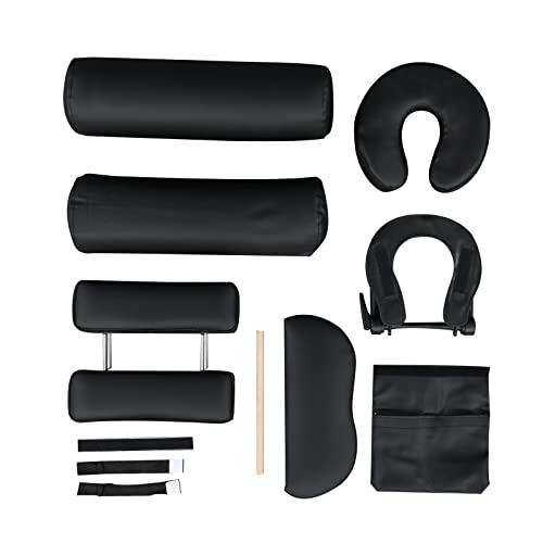 Alivinghome 2 Sections Folding Portable Massage Table Set,Height Adjustable Body and Beauty Massage Bed,Spa Facial Salon Tattoo Bed,Folding SPA Bodybuilding Massage Table (Black Color, 84" x 27.56" x 33.46")