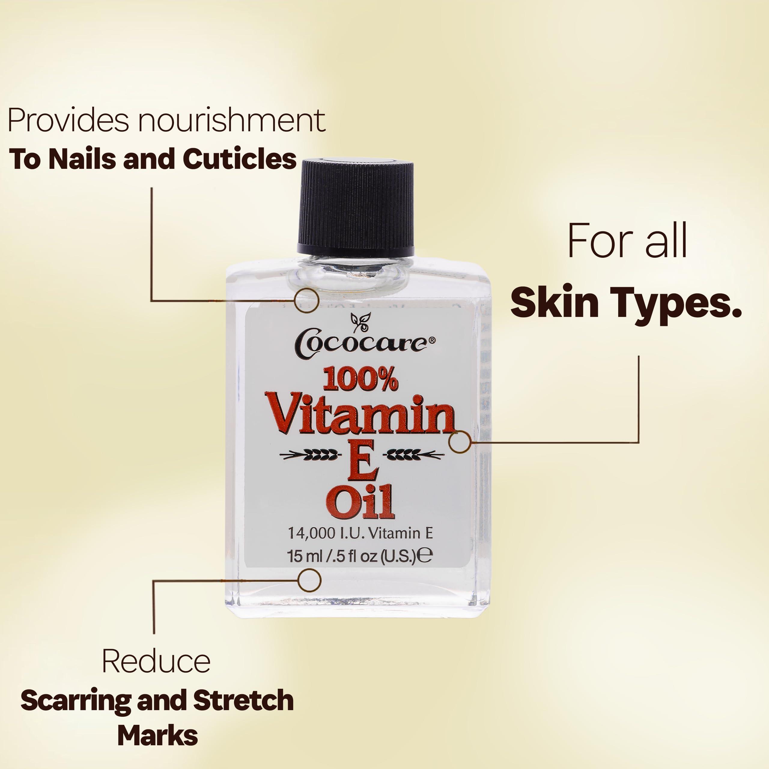 COCOCARE COCOCARE 100% Vitamin E Oil - Maximum Moisture for Dry Skin - 28000 I.U Wrinkle Reduction - 1 Fl Oz