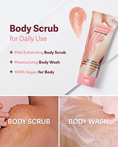 FOAMIST FOAMIST 100% Clean Vegan Exfoliating Pink Lemon + Grain Daily Body Scrub Perfect Holiday Gift for Brightening, Glowing, Rejuvenating skin silky effect 8.4 fl oz
