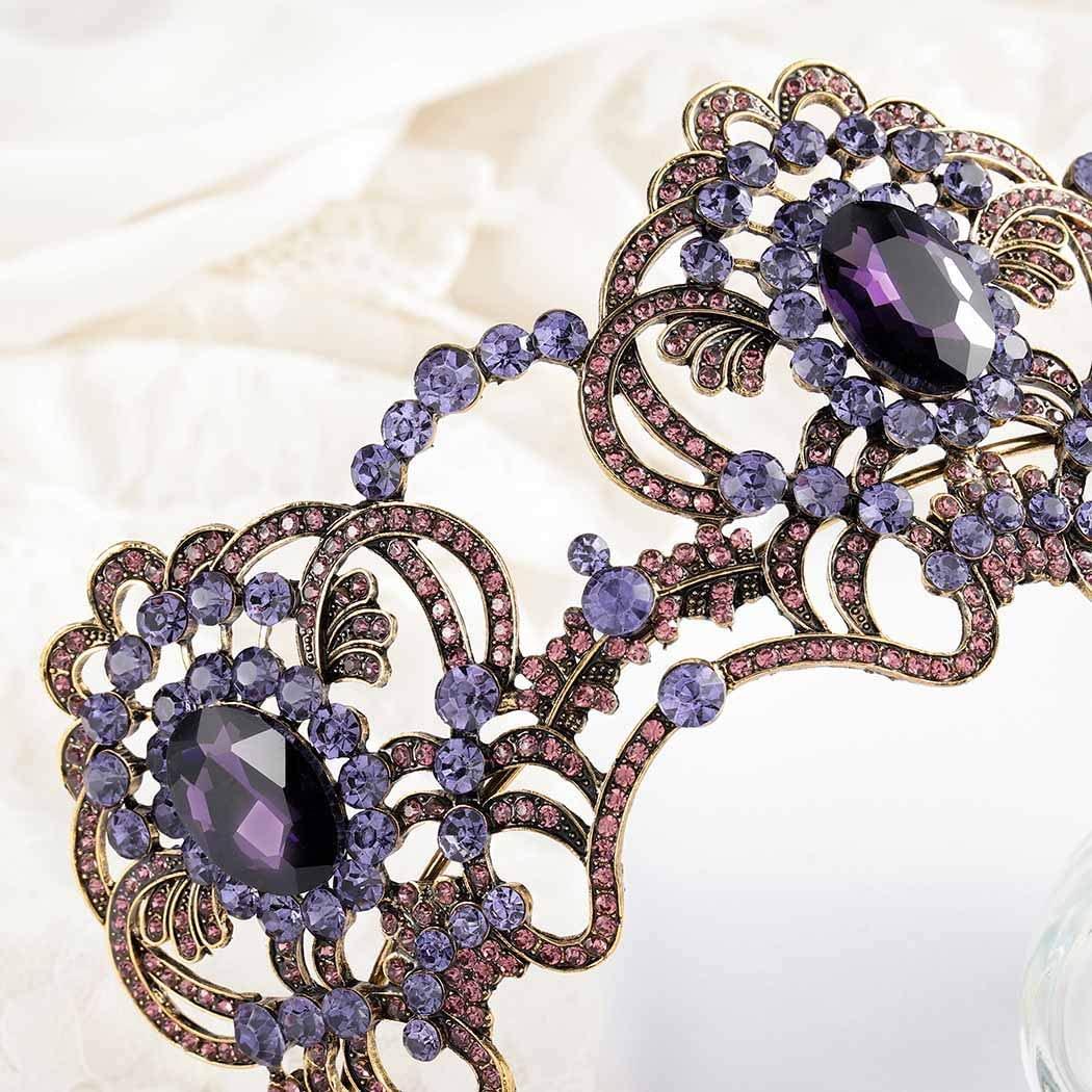 Fairyu Fairyu Baroque Queen Crown and Tiara Sparkly Purple Rhinestone Wedding Crowns Crystal Bride Full Tiaras Headband Party Prom Hair Accessories for Women