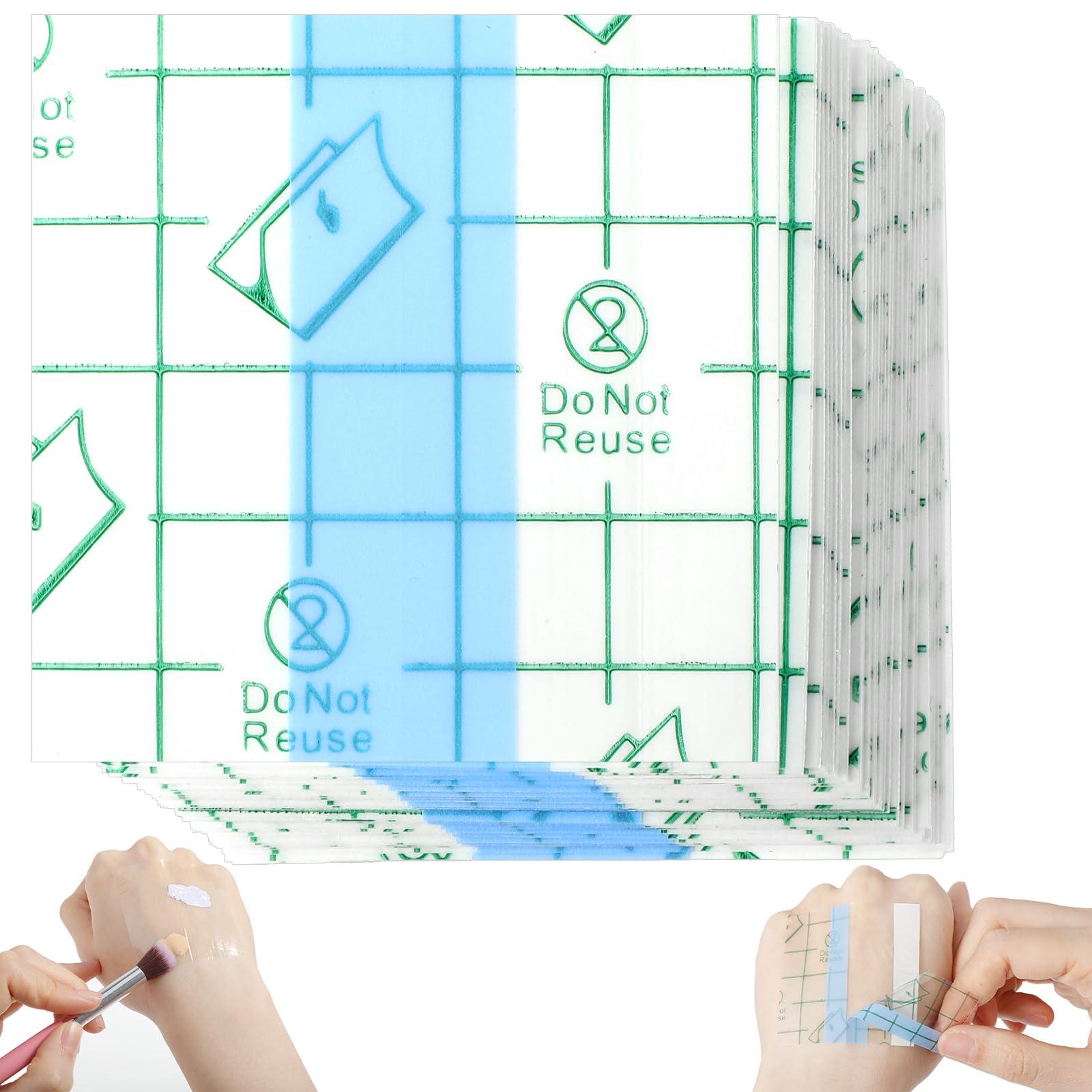 Qianyu Qianyu 50 Pieces Makeup Hand Palette Single Use Makeup Mixing Palette Professional Makeup Artist Must Haves Disposable Transparent Waterproof Cosmetic Tray Adhesive Tape for Women and Girls (50)