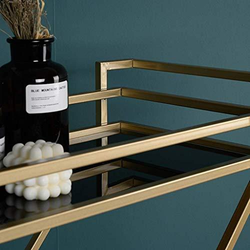 YGCBL YGCBL Multifunction Portable Hand Trucks,2-Tier Rolling Service Cart - Kitchen Hotel BarBathroom Trolley -Wrought Iron Metal Kitchen Bathroom Shelf - Multi-Function Practical Display Shelf - Gold