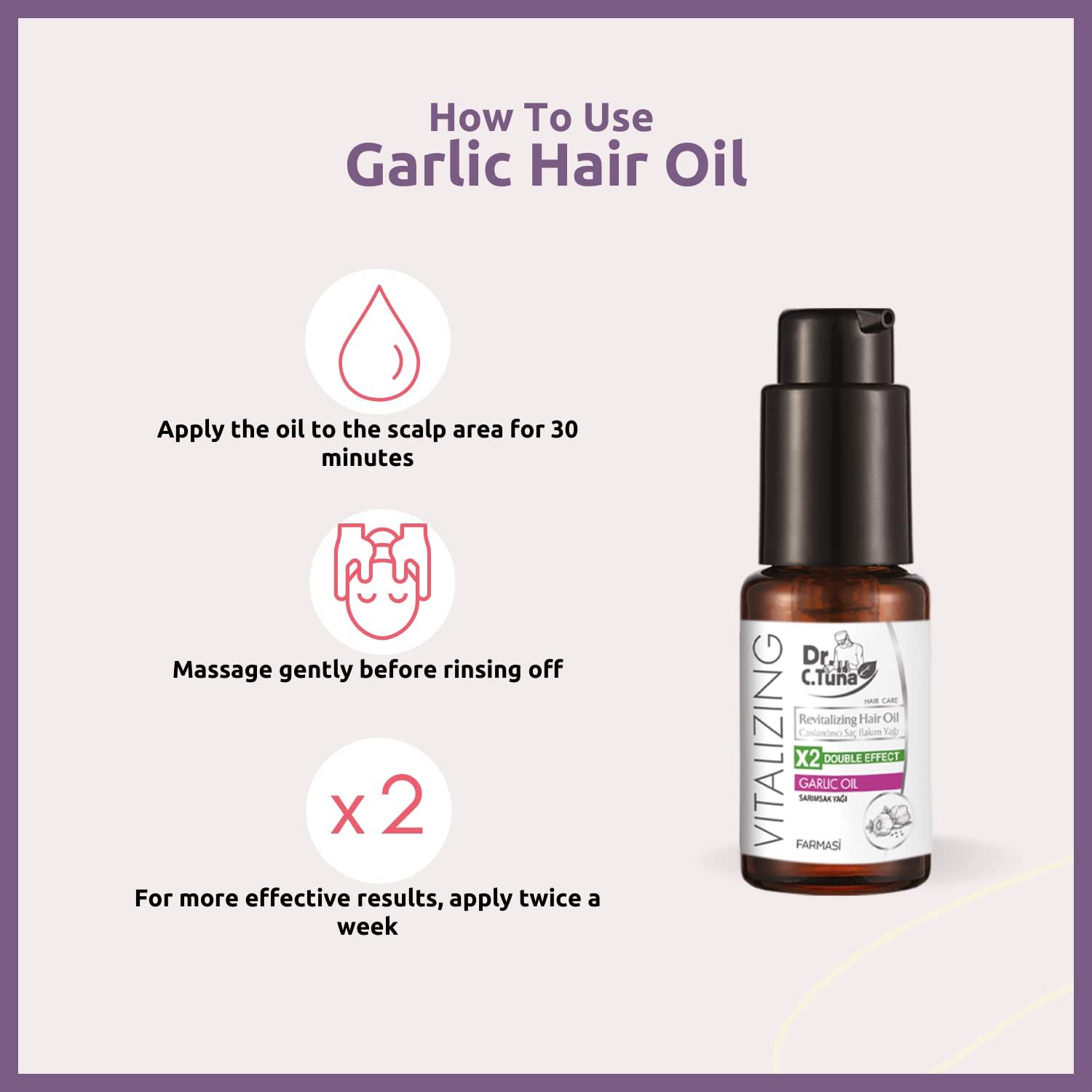 FARMASi FARMASi Dr. C. Tuna Vitalizing Garlic Oil, Hair Growth Oil for Thicker Longer Fuller Healthier Hair, Prevent Hair Loss & Thinning, All Natural Vitamin Rich Treatment, All Hairy Types, 1 fl.oz (30 ml)