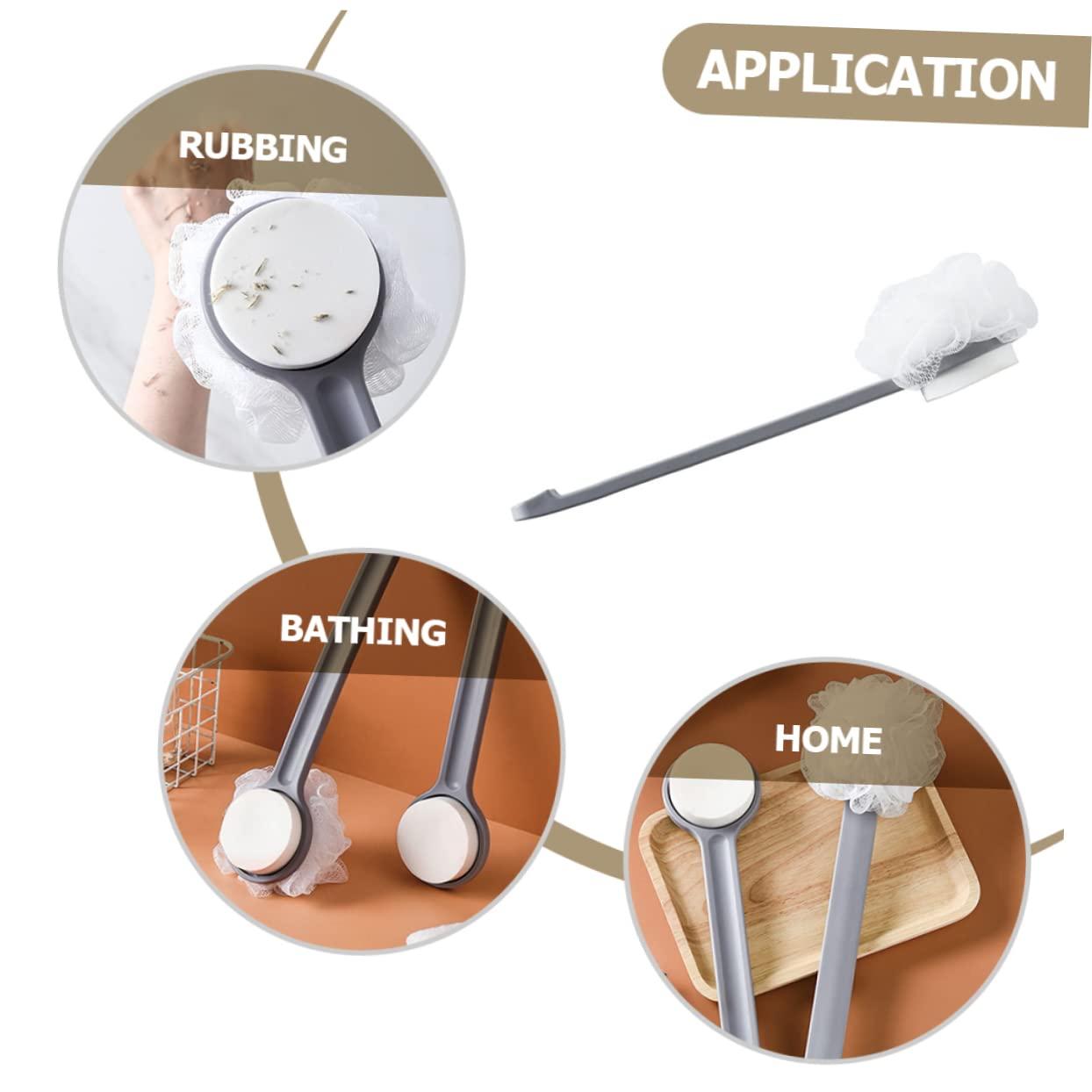 IWOWHERO IWOWHERO Long Handle Bath Brush Bath Sponges Shower Puff with Handle Bath Accessories Handle Body Brush Skin Body Brush Bathing Sponge Body Spa Brush Scrubber Shower Body Brush Pp Grey