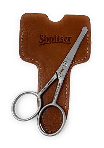 Solingen Solingen Nose & Ear Scissors - Stainless Steel Rounded Tip Scissors for Eyebrow, Nose Hair, Mustache and Beard - Made in Solingen & Germany by GÖSOL | Packed with Full Grain Leather Case
