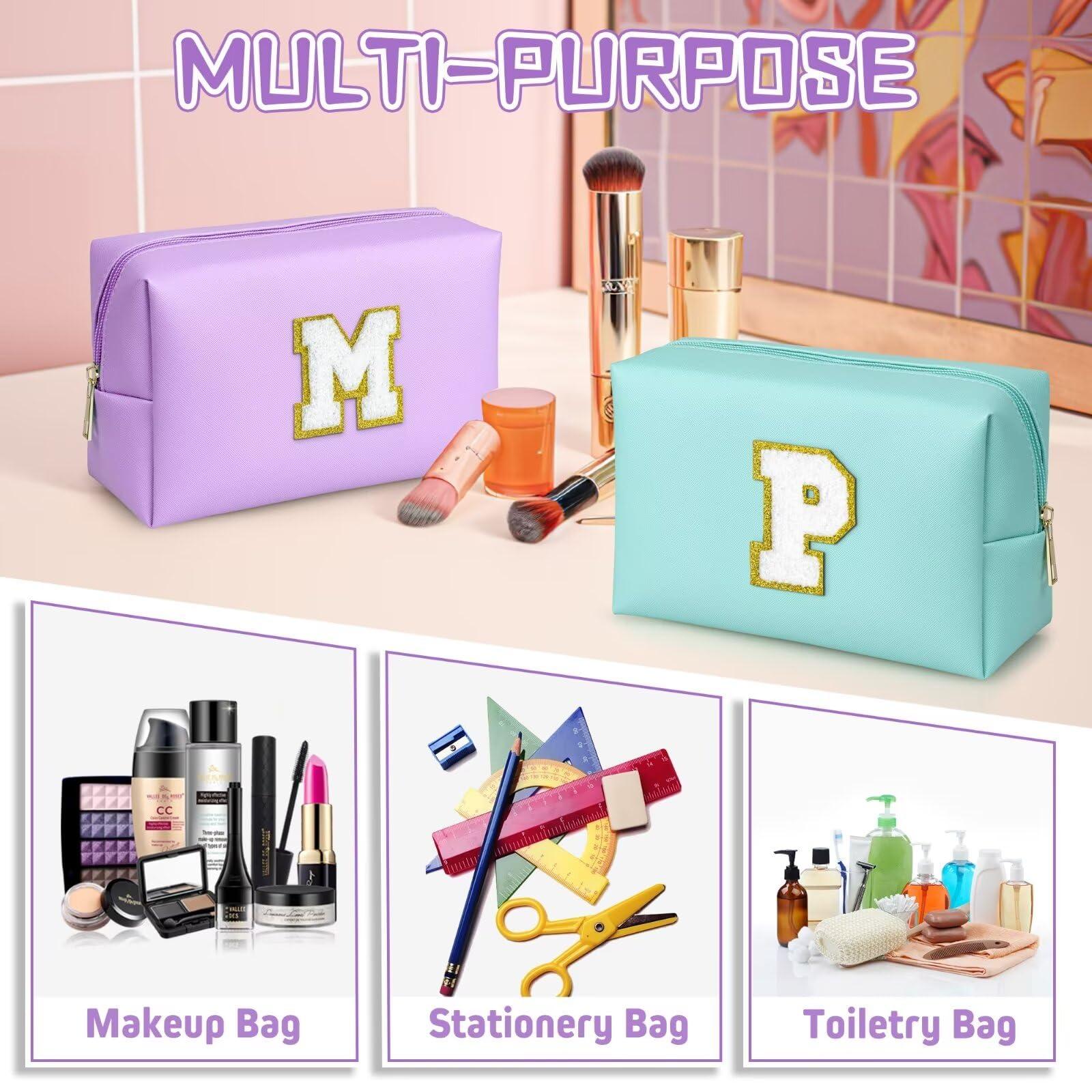 TOPEAST TOPEAST Preppy Stuff Cute Makeup Bag Small Cosmetic Bag Travel Toiletry Bag, Personalized Birthday Wedding Gifts for Mom Teacher Friends Bridesmaids, Preppy Travel Stuff for Girls (Purple N)