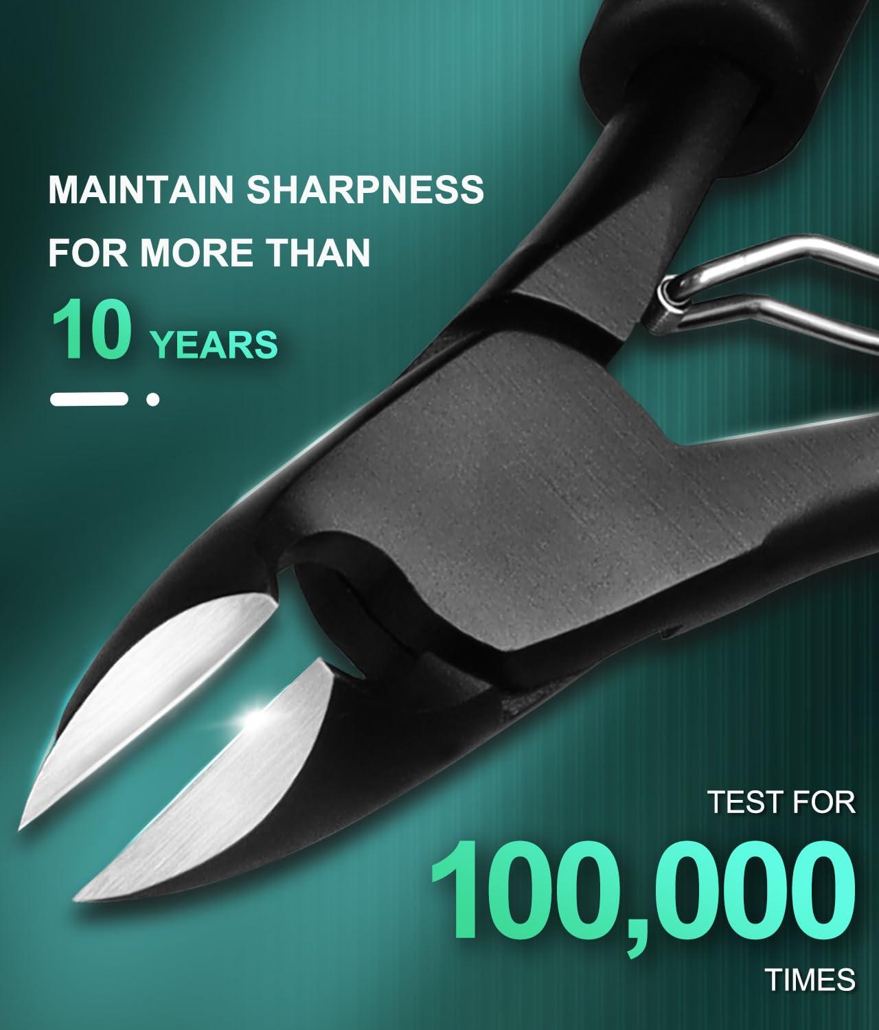 YDDMAX Thick Toenail Clippers Thick Nails Wide Jaw Podiatrist Ingrown Toenail Tool Kit for Men & Seniors, Professional Sharp Heavy Duty Nail Cutter Set Bamboo Shape Handle Toenails Trimmer Toe Nail Clippers