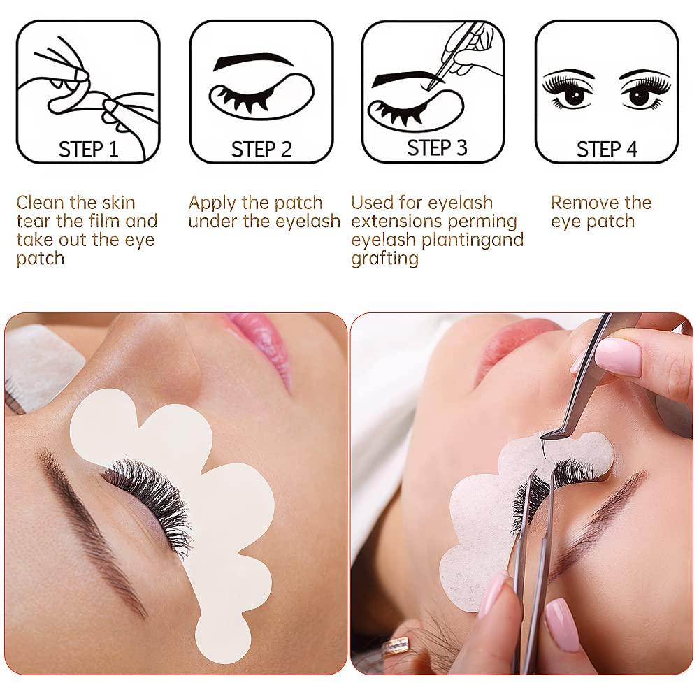 myaokue-up 50 Pairs Eye Gel Pads, Lint Free Under Eye Patches for Eyelash Extensions, Premium Eye Mask Beauty Tool Kit (Pink)