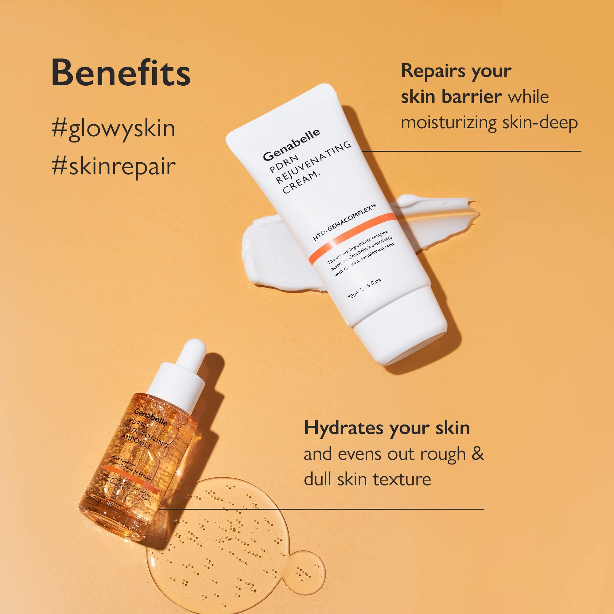 Genabelle Genabelle PDRN Daily Derma Duo - Includes Genabelle's PDRN Rejuvenating Cream and PDRN Vita Toning Ampoule, Also Includes a Mini Travel kit of The Same Products (4pcs Total)