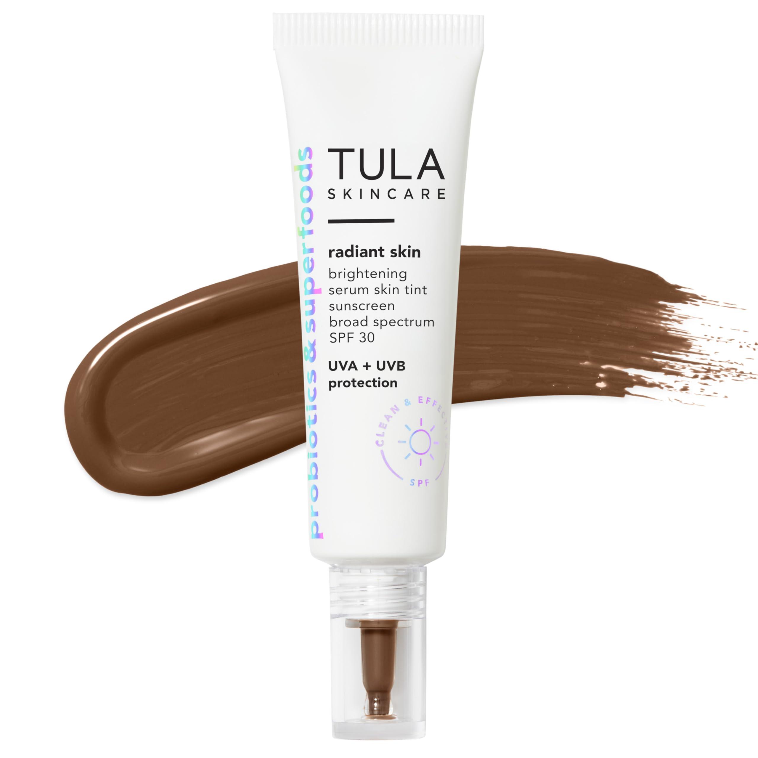 TULA TULA Skin Care Radiant Skin Brightening Serum Skin Tint SPF | Facial Sunscreen Provides Broad Spectrum SPF 30 Protection, Tinted, Serum-Light Formula Brightens and Evens Skin | Shade 27, 1.0 fl. oz.