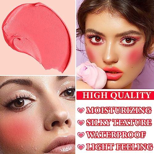 DuoZeng DuoZeng Cream Blush Stick with Brush,Double Head Blush Sticks for Cheeks Waterproof Cream Blush Makeup Stick Long Wearing Multi-Stick Blush for Lips,Cheeks & Eyes (#02 Rose Pink)