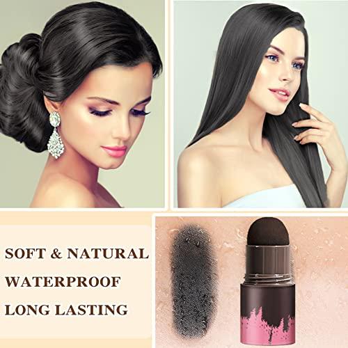 Fusang Hairline Powder Stick,Waterproof Hair Filler Powder for Women,Easy to Use,Pigmented Long Lasting Hair Shading Sponge Pen Root Hair Touch Cover Up Hair-line Shadow Makeup Powder(Black)