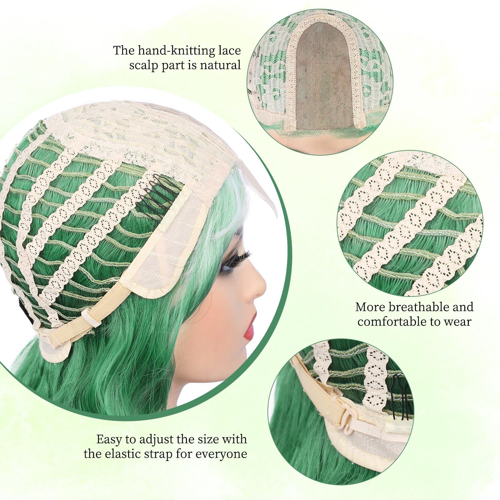 Lady Miranda Lady Miranda 28 Inch Ombre Green Wig Long Wavy Wig Natural Middle Part Green Wigs For Women Synthetic Wigs For Party or Daily Use (Ombre Green, 28 Inch)