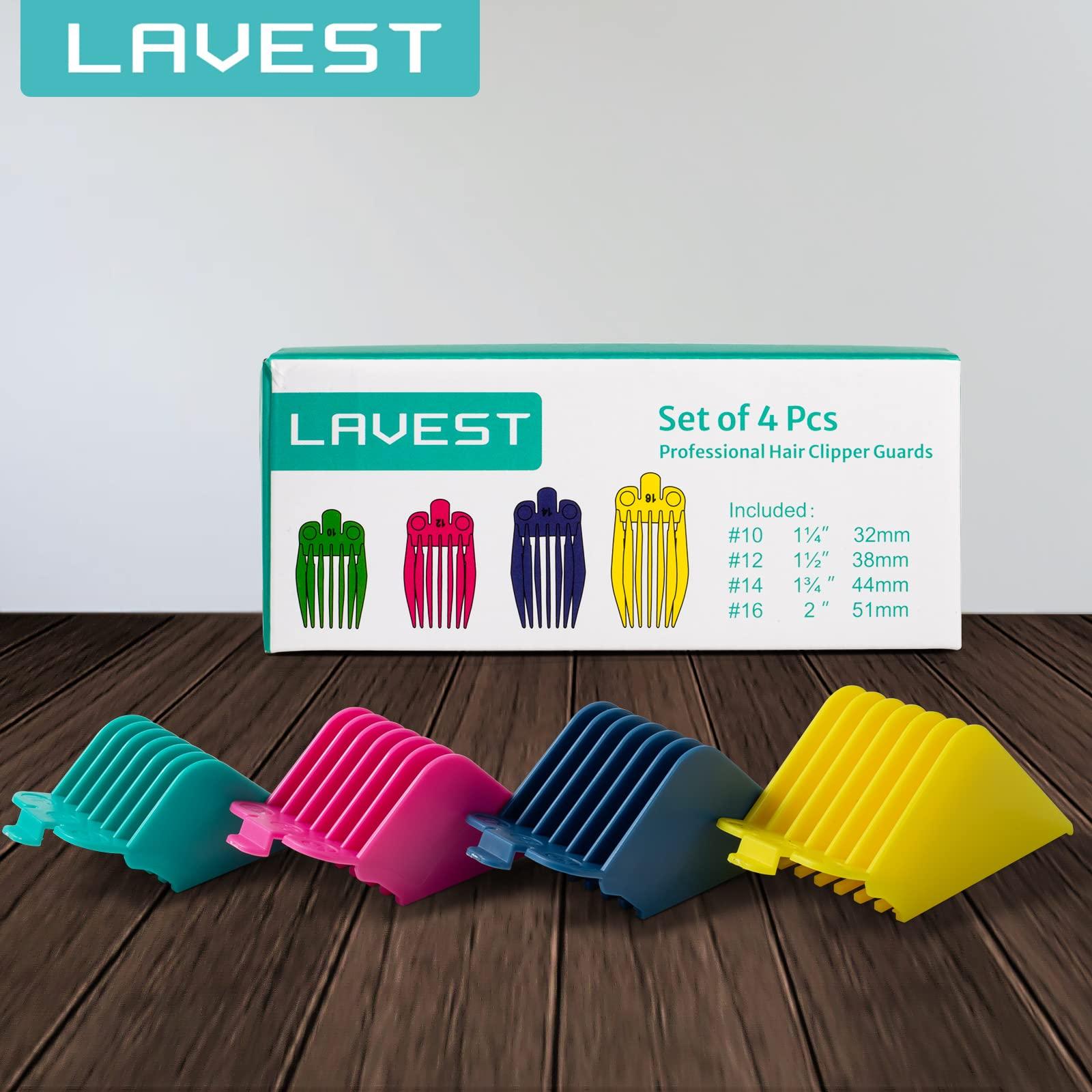 LAVEST Clipper Guards 16 14 12 10 Fits for Most Wahl Clippers and Babyliss FX870, Color Coded Clipper Combs Replacement - 1.25", 1.5", 1.75" & 2"