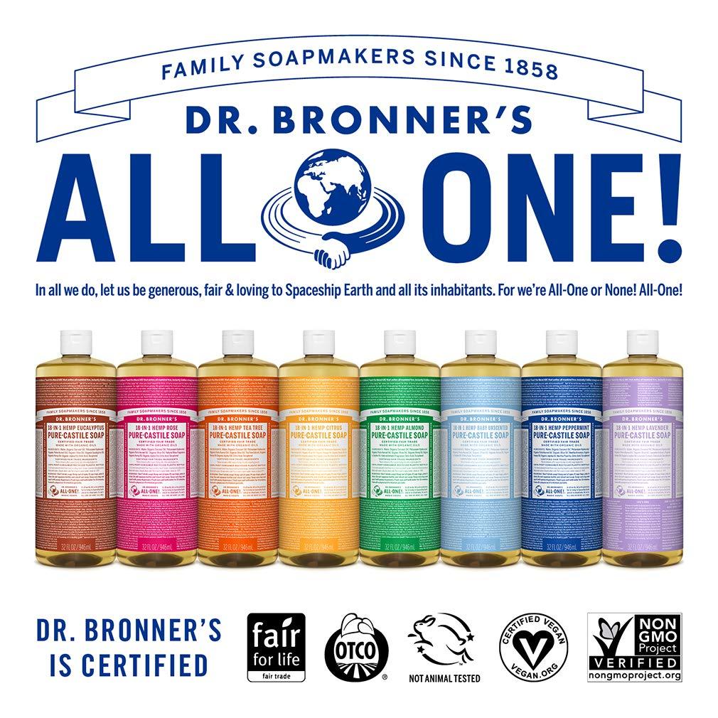 Dr. Bronner's Dr. Bronner's - Pure-Castile Liquid Soap (32 Ounce Variety 3-Pack) Peppermint, Baby Unscented, Lavender - Made with Organic Oils, 18-in-1 Uses: Face, Body, Hair, Laundry, Concentrated, Vegan