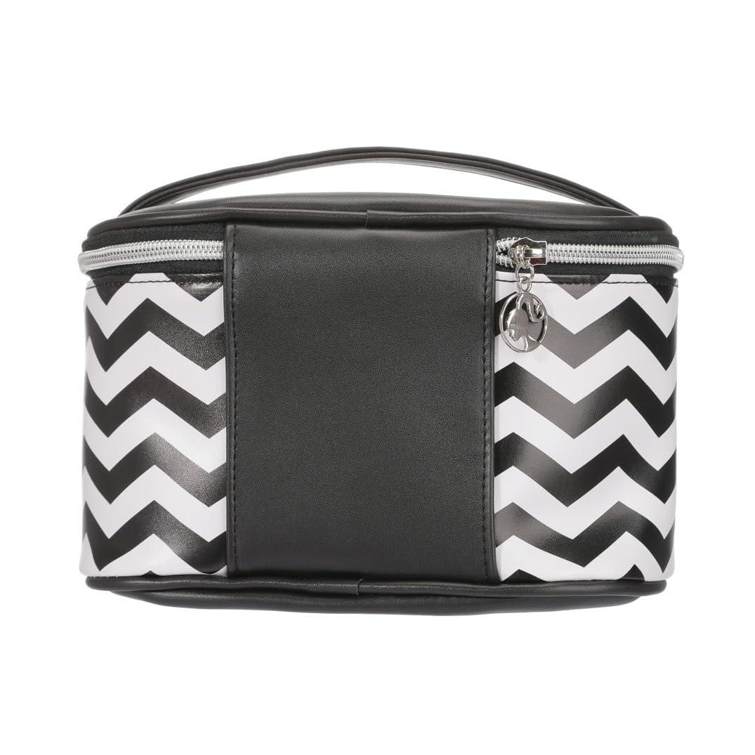 MINISO MINISO Barbie Barrel Cosmetic Bag Large Capacity Travel Makeup Bag with Handle for Women Ladies Grils Zipper Pouch Makeup Organizer (Black)