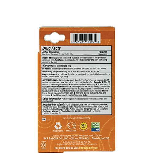 Badger Badger - SPF 35 Clear Zinc Kids Sunscreen Stick - Tangerine & Vanilla - Broad Spectrum Water Resistant Reef Safe Sunscreen, Natural Mineral Sunscreen with Organic Ingredients .65 oz