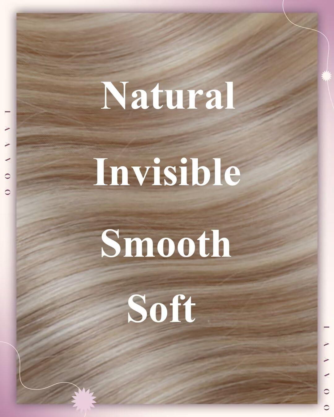 LAAVOO LaaVoo Beaded Weft Hair Extensions Ash Blonde Bead Hair Extensions Real Human Hair Weft Hair Extensions Bleach Blonde with Ash Blonde with Micro Beaded 22inch 50g