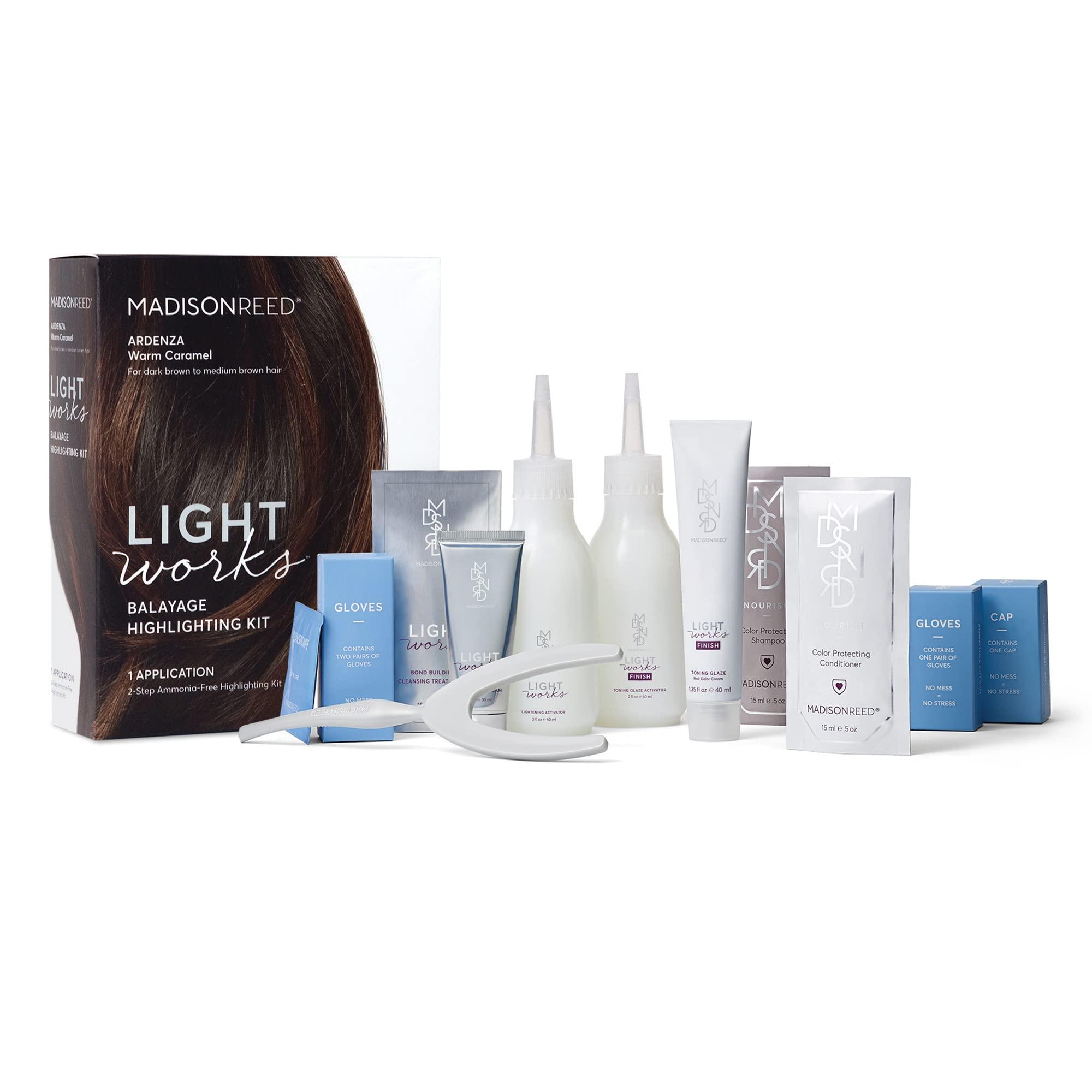 Madison Reed Madison Reed Light Works Balayage Highlighting Kit, Creates Natural-Looking Warm Caramel Highlights (Ardenza - Brown), Amonia Free, Cruelty Free, 2 Step Process That Lightens & Tones Hair