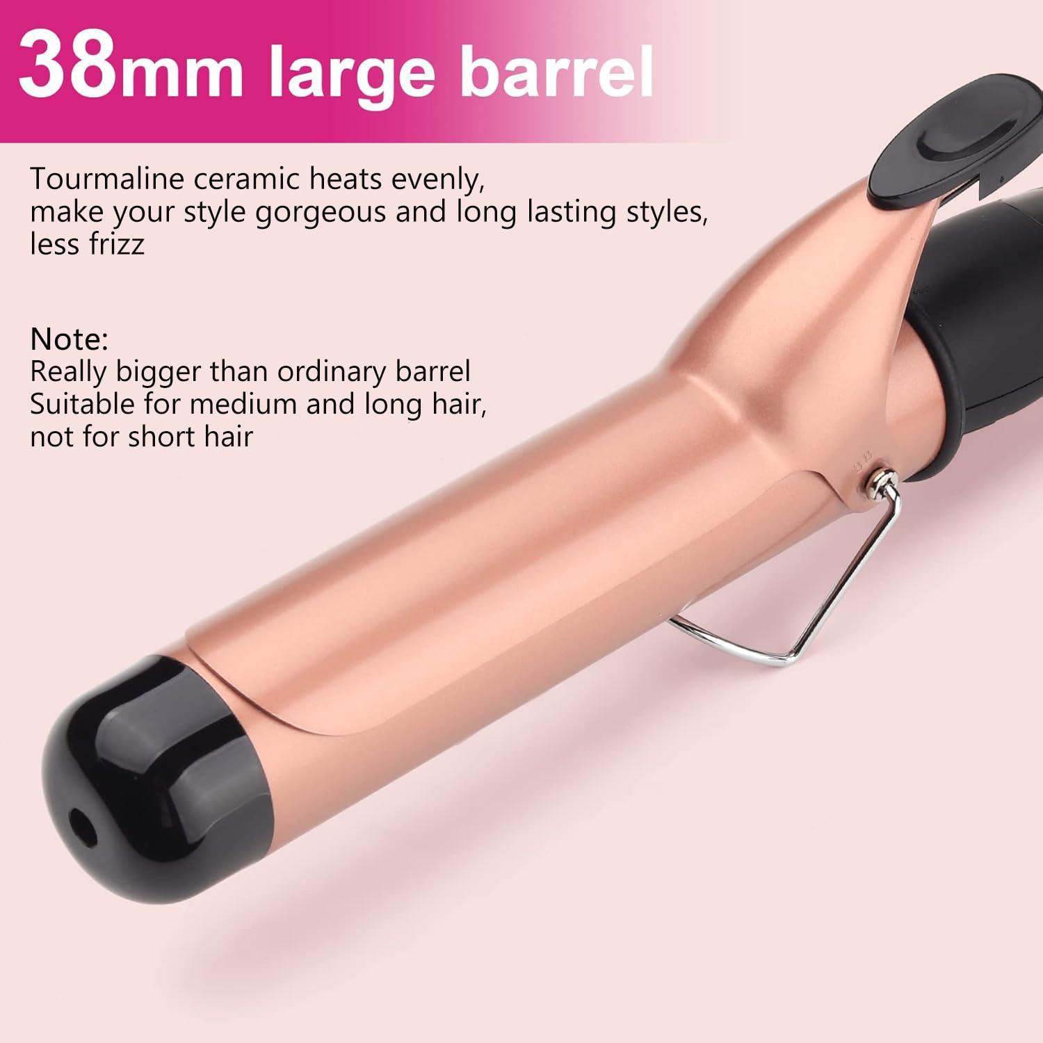JAETON Hair Curling Wand, 1.5Inch Curling Iron, Professional Ceramic Hair Curler Wand, Big Curls with Adjustable Digital Temperature, Dual Voltage, Auto Shut-Off