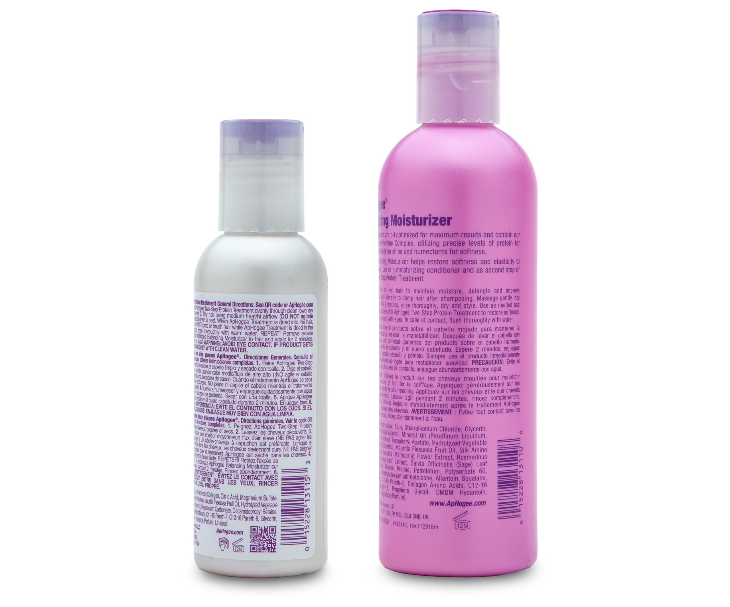 Aphogee Aphogee Serious Hair Care Double Bundle (Twostep Protein Treatment 4 Fl Oz and Balancing Moisturizer 8 Fl Oz)