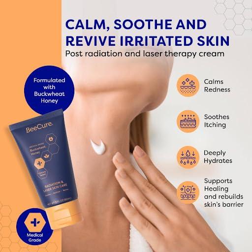 BeeCure BeeCure Radiation Relief and Laser Burn Cream Skin Care Cream, Burn Relief Cream with Buckwheat Honey & Calendula, 60ml Tube