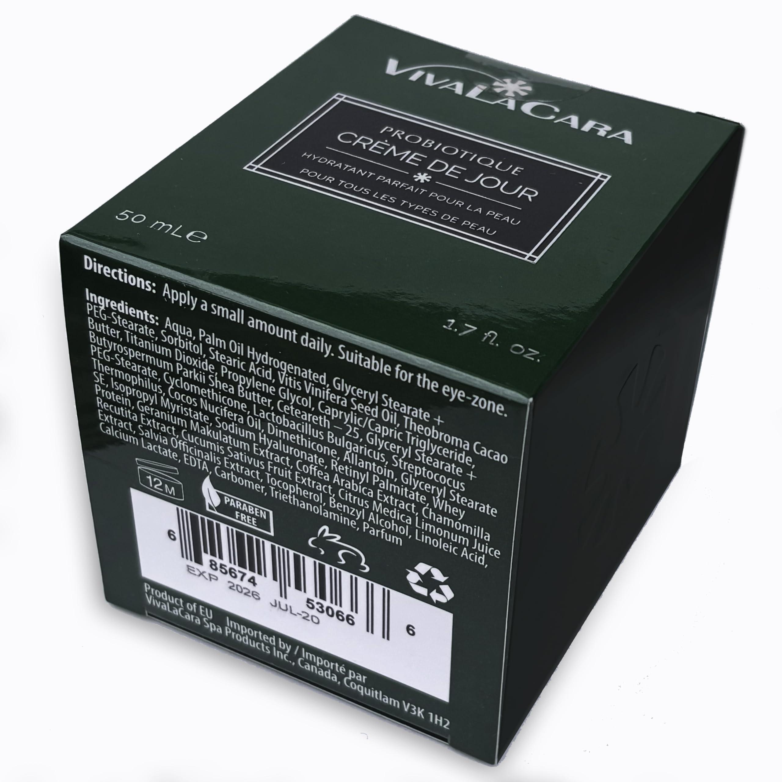 VivaLaCara Logo VivaLaCara Probiotic Day Cream - Anti Aging Face Moisturizer, Wrinkle Smoothing Cream, Dry Sensitive Skin Soothing, Skin Brightening, Skin Perfecting Formula for Mature and Problem Skin, 1.7 oz.