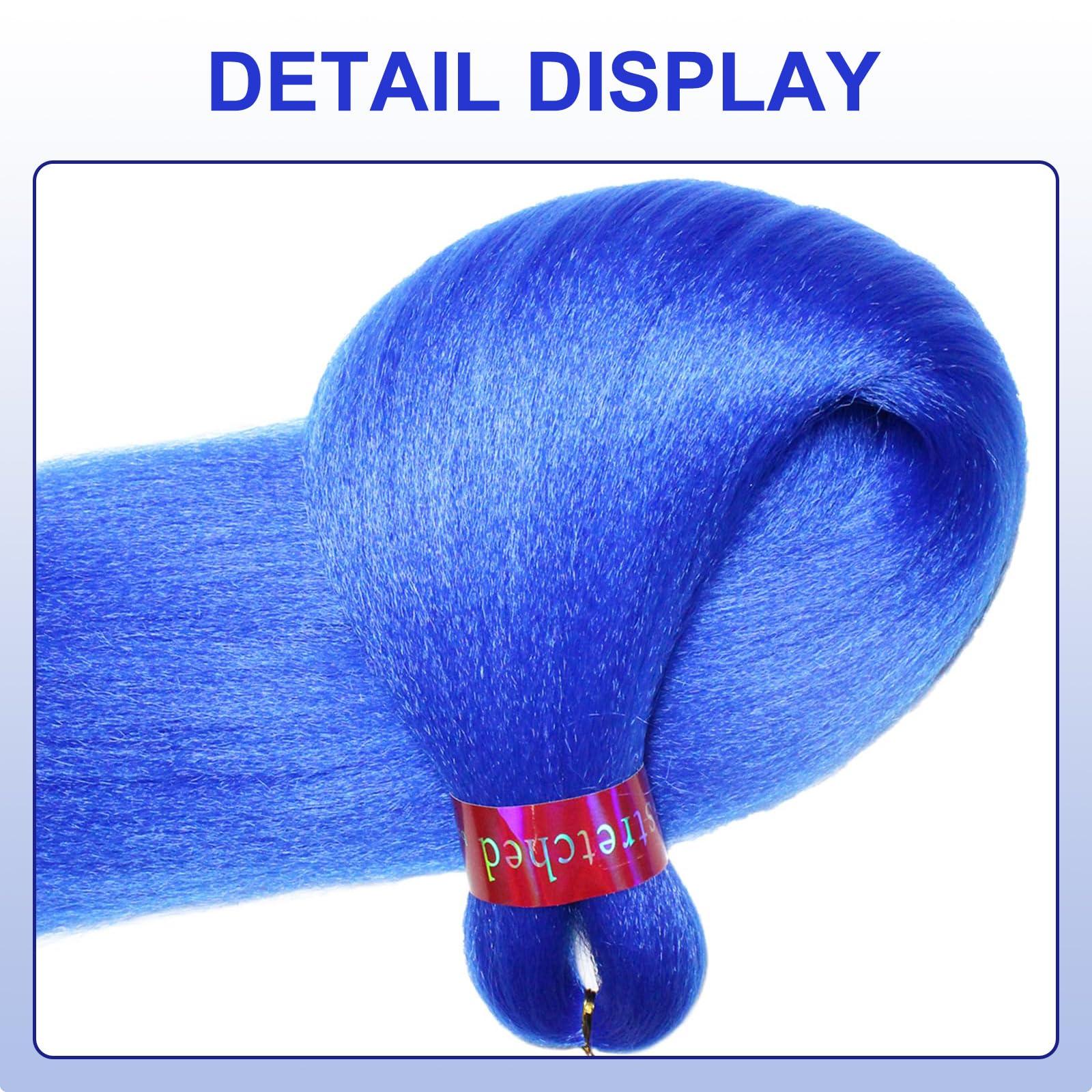 yuzshuooxin Blue Pre Stretched Braiding Hair 30 Inch Braiding Hair 2 Packs Pre Feathered Hair Extensions Yaki Texture Braids Hair Easy to Use
