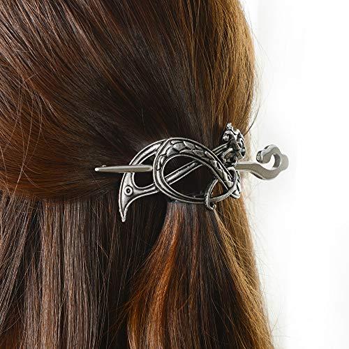 idavallen Viking Celtic Hair Slide Hairpins- Viking Hair Accessories Celtic Knot Hair Barrettes Antique Silver Hair Sticks Irish Hair Decor for Long Hair Jewelry Braids Hair Clip With Stick (ID-B1)