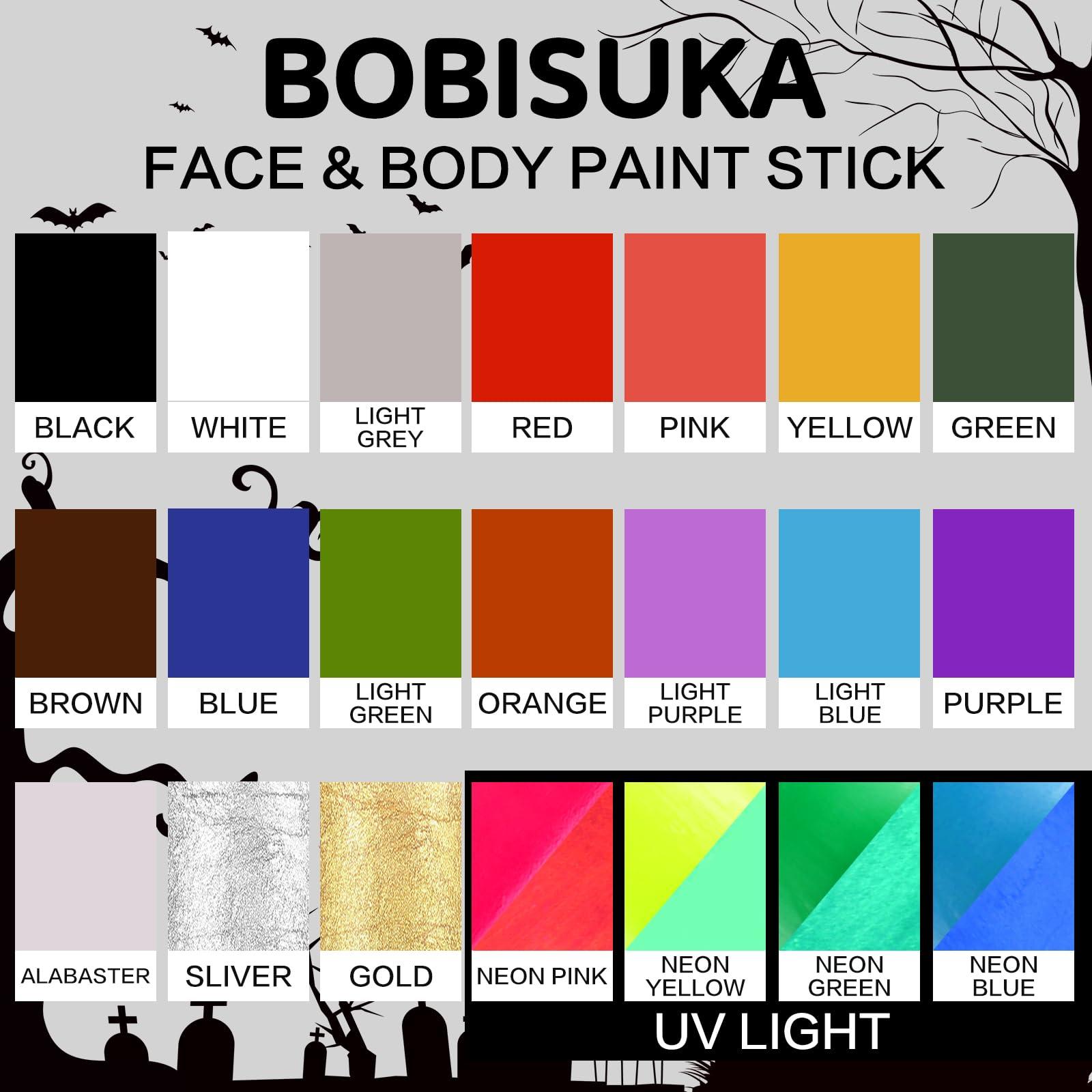 BOBISUKA BOBISUKA Black & White Face Body Paint Stick Eye Black Sticks for Football Sports Water Based Face Painting Kit Quick Drying Foundation Makeup for Halloween Clown Skeleton Vampire Cosplay SFX Costume