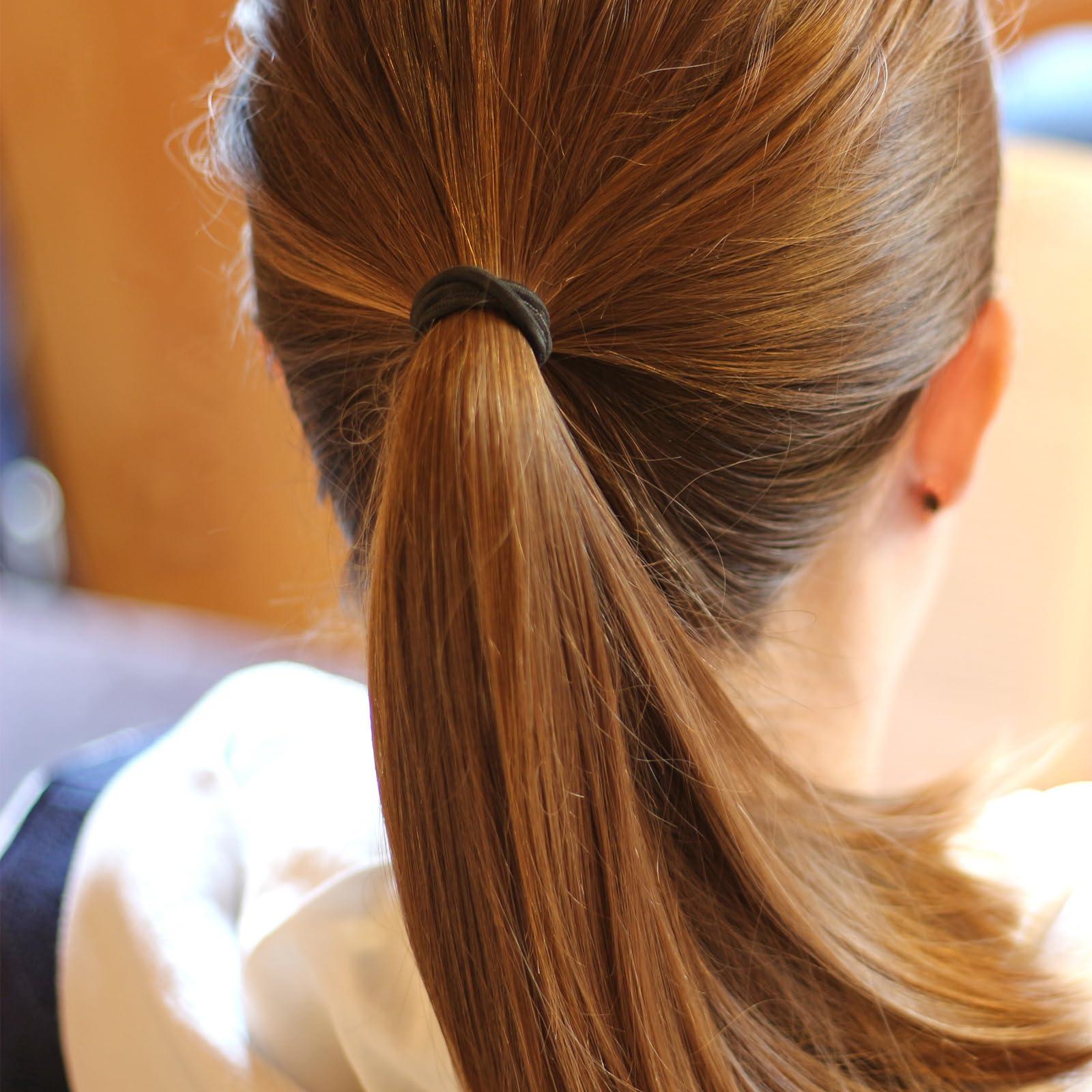 TecUnite TecUnite 200 Pieces No-metal Hair Elastics Bulk Rubber Bands Hair Ties Ponytail Holders Bands for Women(Black)