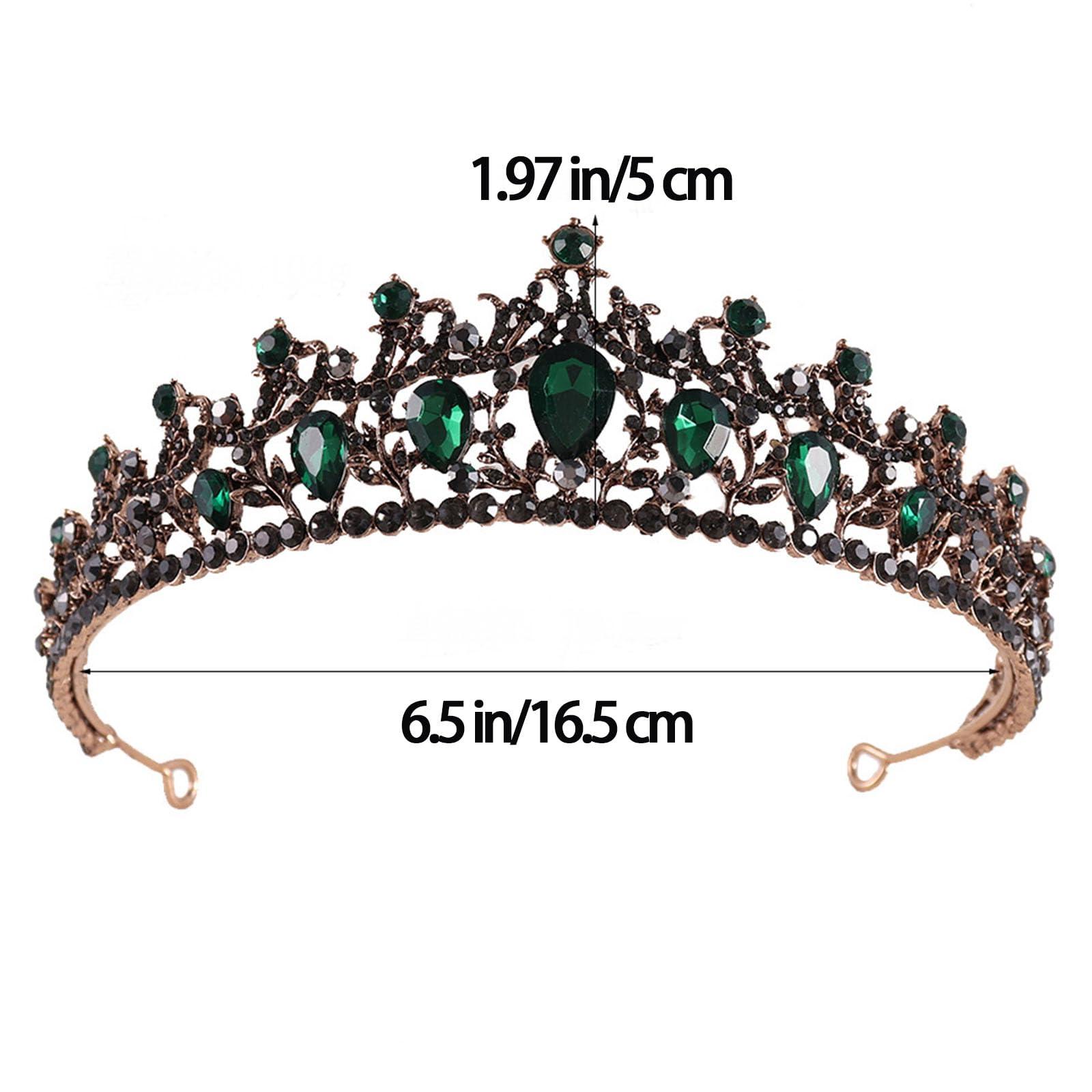 KOVOLITU KOVOLITU Black Tiaras and Crowns for Women, Green Rhinestone Queen Crown,Wedding Tiara for Bride, Crystal Costume Hair Accessories for Prom Birthday Party Costume