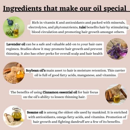 Gamium Gamium Tulsi Ayurvedic Cool Hair Oil to reduce Stress, Hair fall, Promote Hair growth, reduce Dandruff and prevent graying of Hair (large, 200 ml)