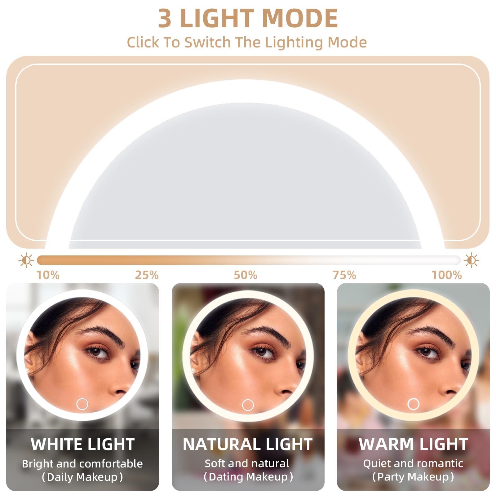 JJhxr 30X Magnifying Mirror with Light, 6\'\' Makeup Magnifying Mirror, Lighted Makeup Mirror with Magnification 30x Travel Magnifying Mirror, 30X High Magnifying Mirror with 3 Suction Cups & Adjustable Stand