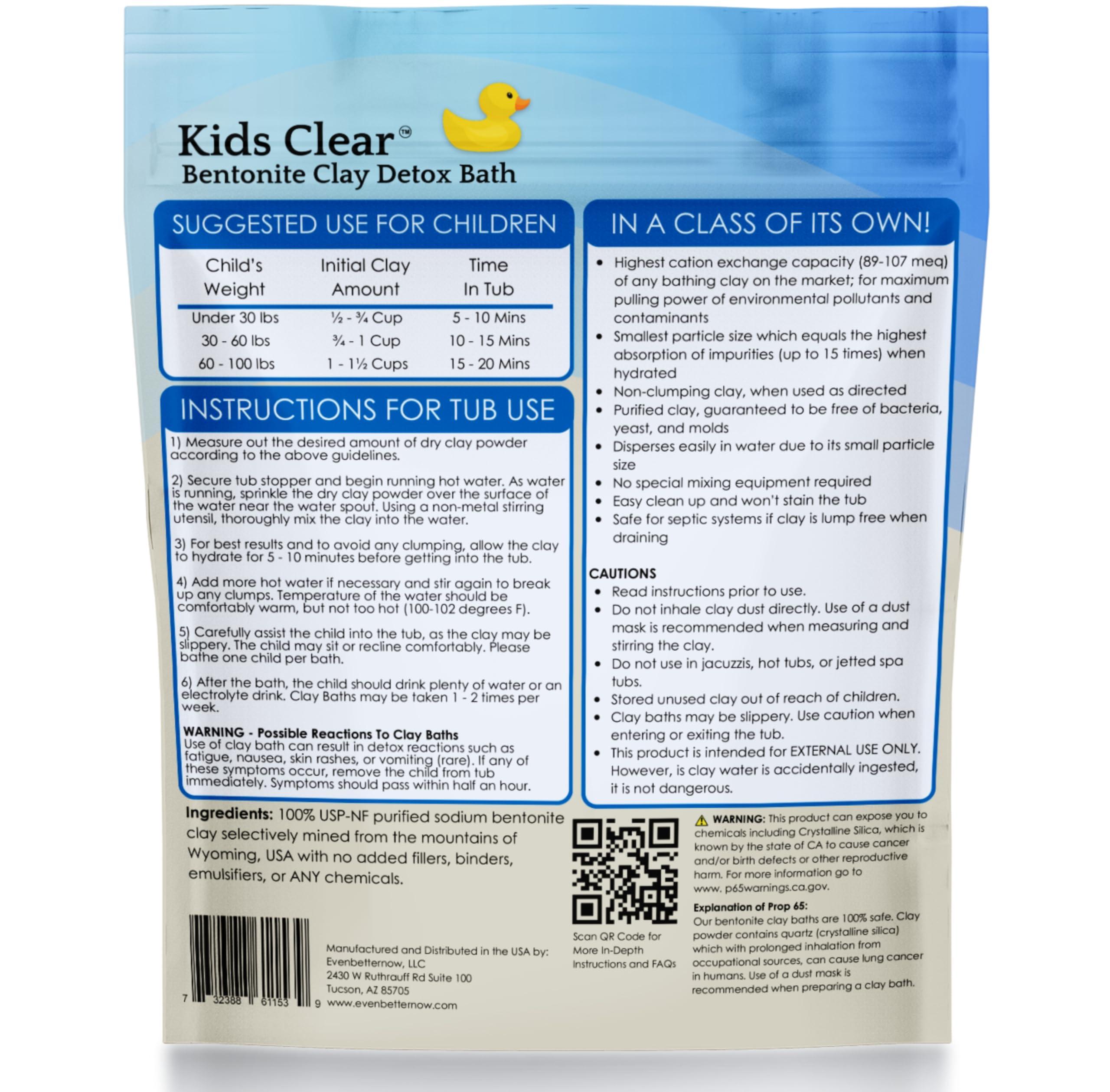 EvenbetterNow Kids Clear Detox Clay Bath, 100% Pure Sodium Bentonite - Removes Toxins, Impurities and Contaminants, by Evenbetternow LLC, 2.5 lbs (40 oz)