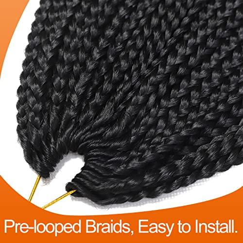 Chicmoi 36 Inch Long Box Braid Crochet Hair 144 Strands Thin Crochet Box Braids Pre Looped Box Braids Crochet Braids black Box Braid Crochet Hair for Black Women (36 inch box braids 6 packs, 1B)