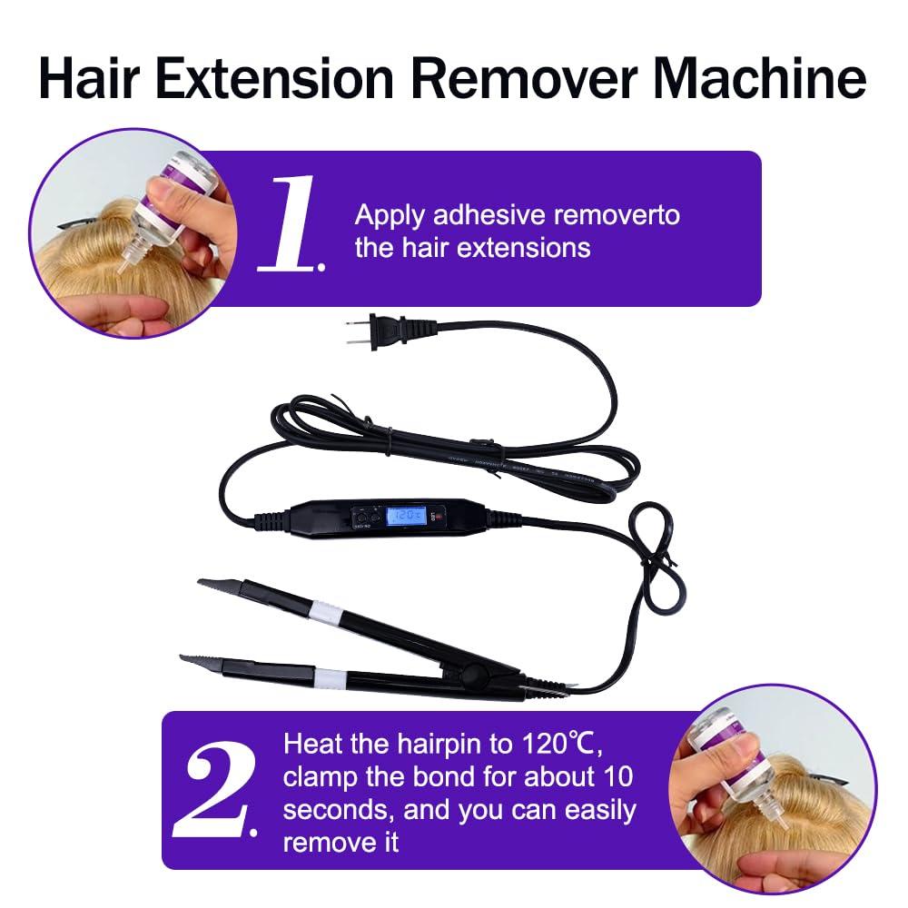 FBLJM V Light Extensions Kit, V Light Hair Extension Machine, UV Light, V-light Glue 20G * 4, Glue Remover Solution 30ml * 2