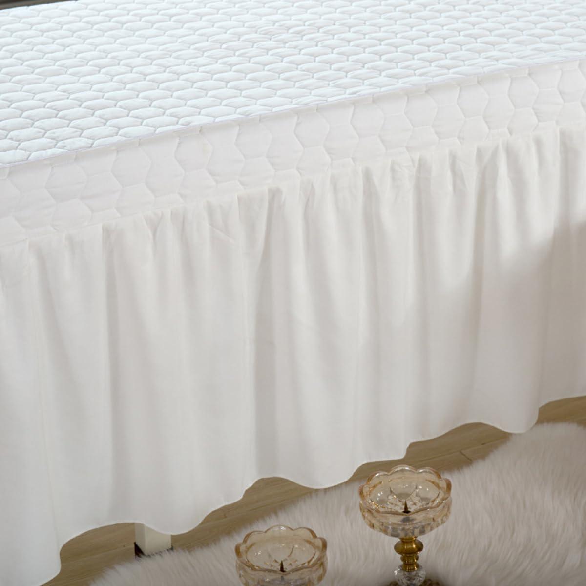 GSGC Massage Table Sheet Sets Beauty Salon Bedding Cover Set 5PCS(Quilt Core+Duvet Cover+bedspread+pillowcase +stool Cover) Solid Colour Clip Cotton Bed Skirt Thick Fumigation Massage Spa Bed Linens Sheets