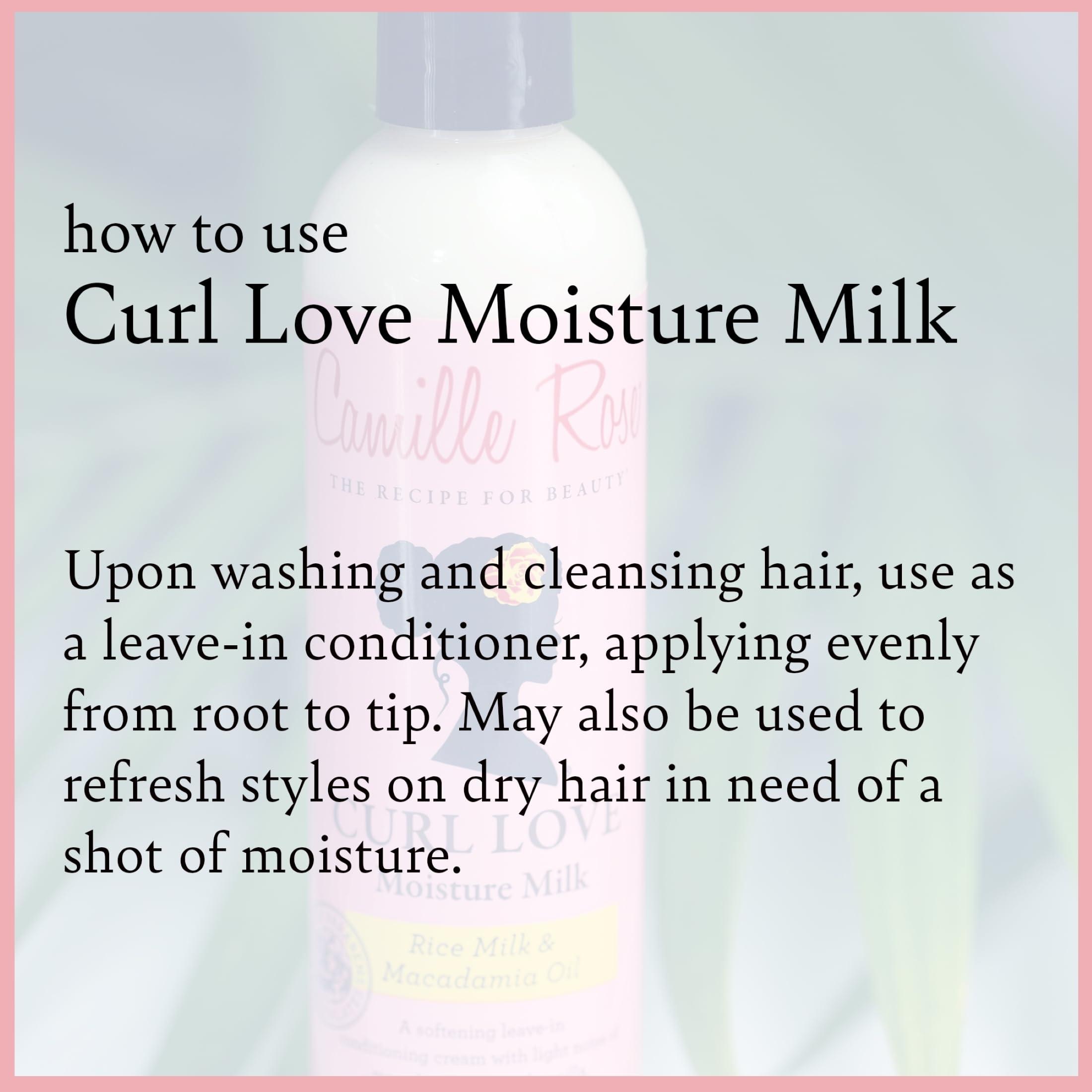 Camille Rose Camille Rose Curl Love Moisture Milk Leave-In Conditioner, with Rice Milk and Macadamia Oil to Soften, Smooth and Detangle Curly Hair, 8 oz