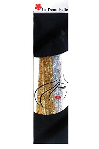 La Demoiselle 40 inch Hair Tinsel 200 Strands Two Colors : Sparkling Silver & Sparkling Gold