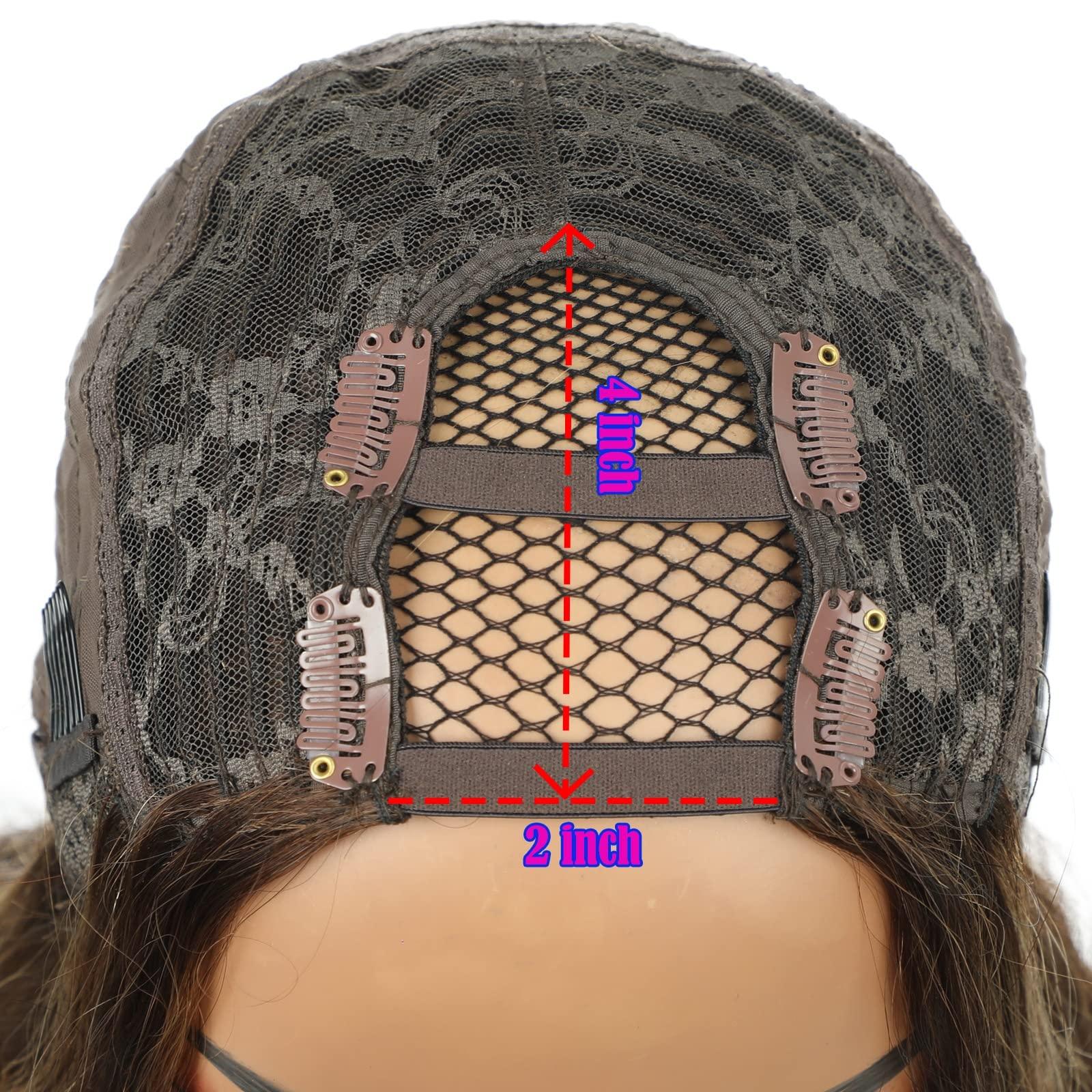 HAOKE Short 1bT4/27 Water Wave Wigs Human Hair 2x4 U Shape Middle Part Human Hair for Black Women 150% Density Beginner Friendly No Sew in NO Glue(10 inch,1BT4/27)