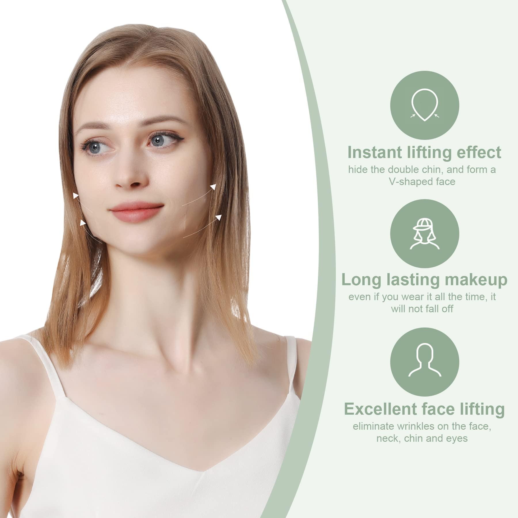 Moonlight-ybh Face Lifting Tape, Ultra-thin Invisible Face Lift Sticker Face Tape for Instant Face, Hiding Facial Neck Wrinkles V-face Tightening Lifting Saggy Skin 4 Bands 20 Tapes