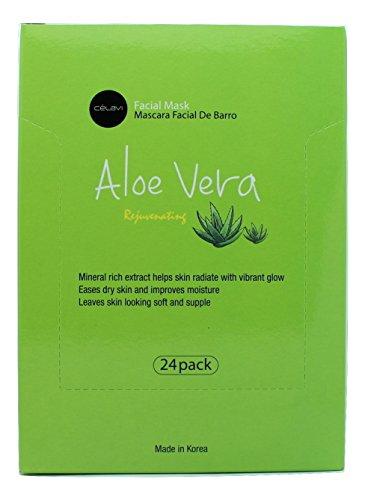 Celavi Cosmetics Celavi Essence Facial Mask Paper Sheet Korea Skin Care Moisturizing 24 Pack (Aloe Vera)