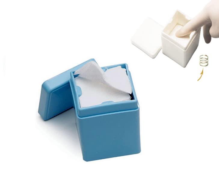 AmeriCan Goods AmeriCan Goods Dental Gauze Sponge Dispenser with Spring Comfprtable for Dental Sponges, Dental Gauze & Nail Wipes Dispenser 2\"x 2\" White (Blue)