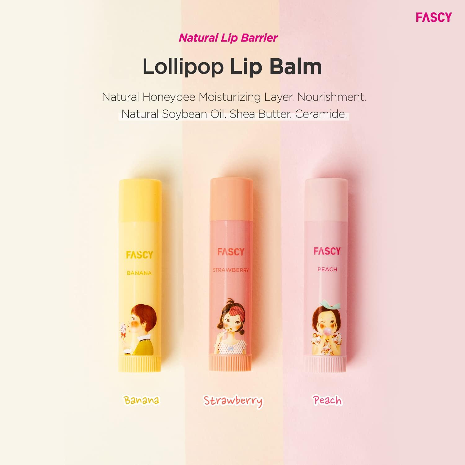 Fascy FASCY Lollipop Lip Balm Banana, Lip Balms & Moisturizers, Korean Lip Balm, Korean Lip, Korean Lip Products, Paraben Free, Moisturizing, 0.13 Oz, (Banana)