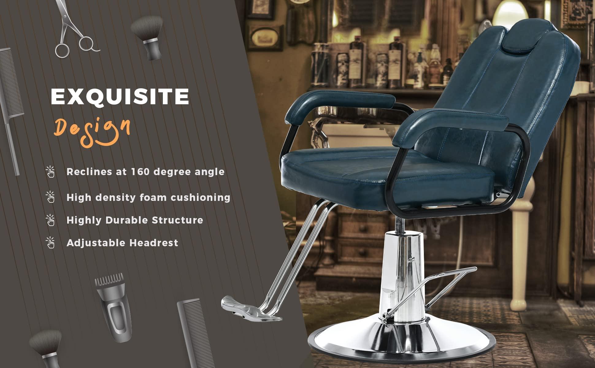 NinthAvenue Basics Deluxe Reclining Barber Chair with Heavy Duty Pump for Beauty Salon Tatoo Spa Equipment